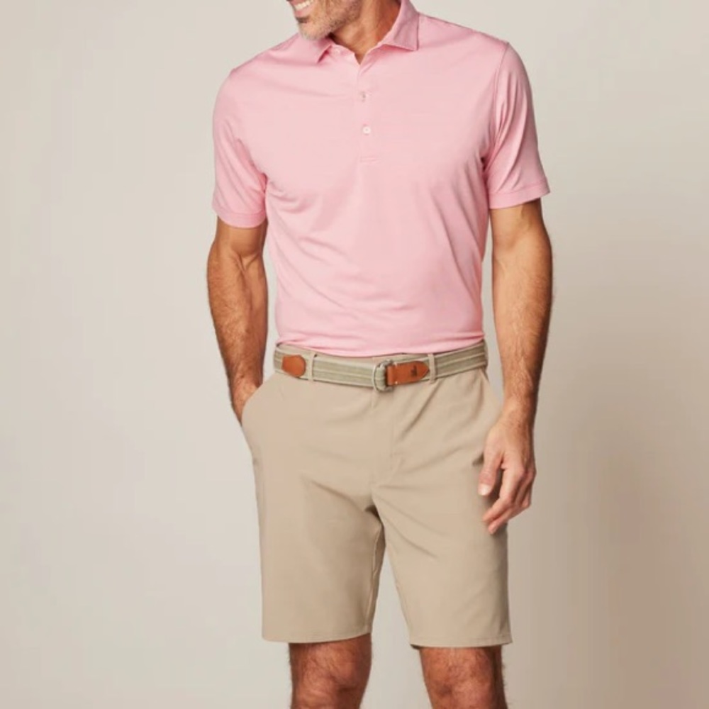 johnnie-O Lyndon Striped Jersey Performance Polo Taffy